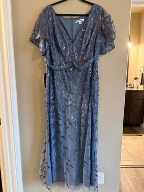 Ever Pretty Blue Dusty Floral Embroidered V-Neck Maxi Dress